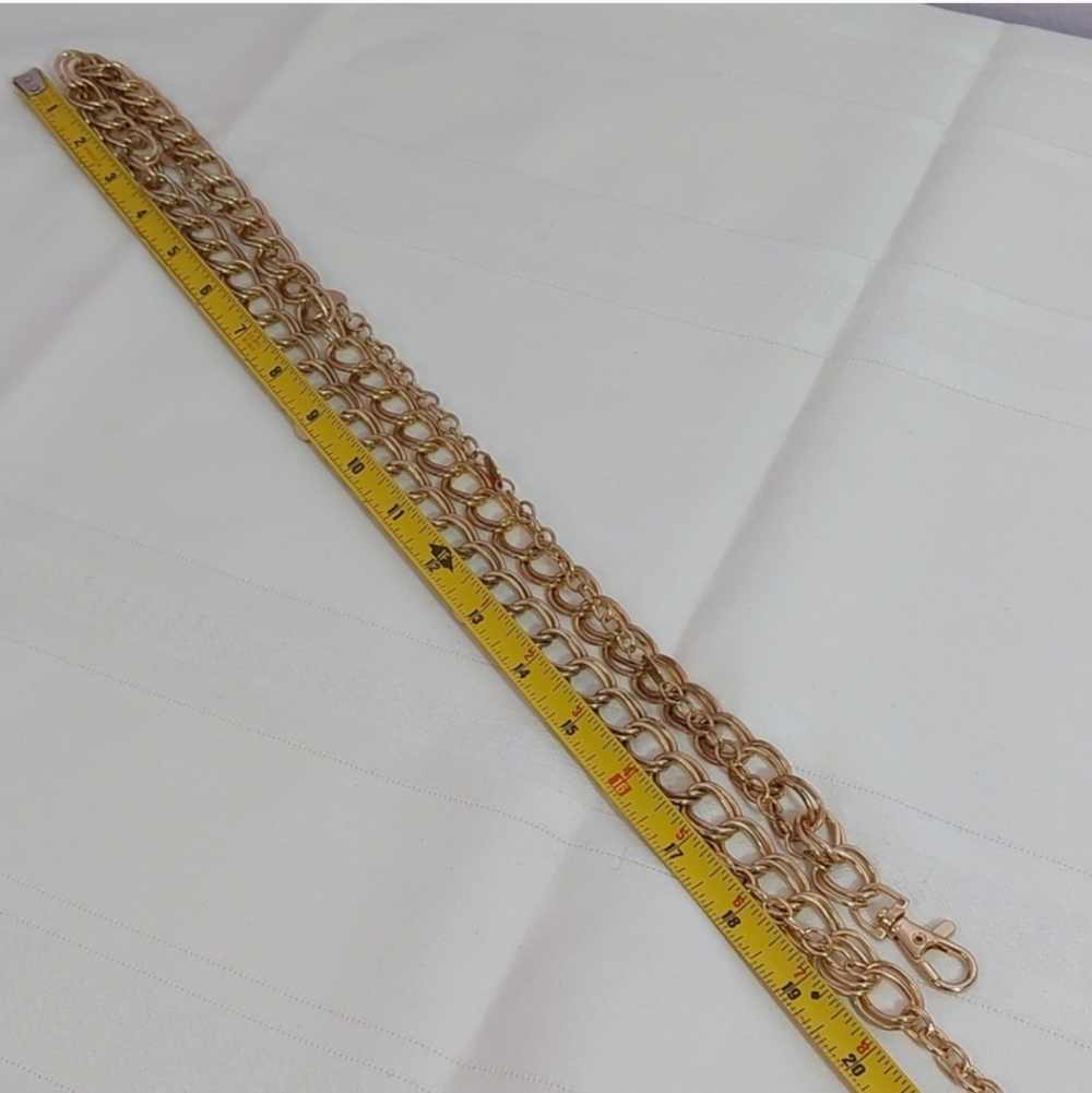 Women's 2-Row Layered Chain Gold Tone Belt Approximately 48" Long - Picture 5 of 6